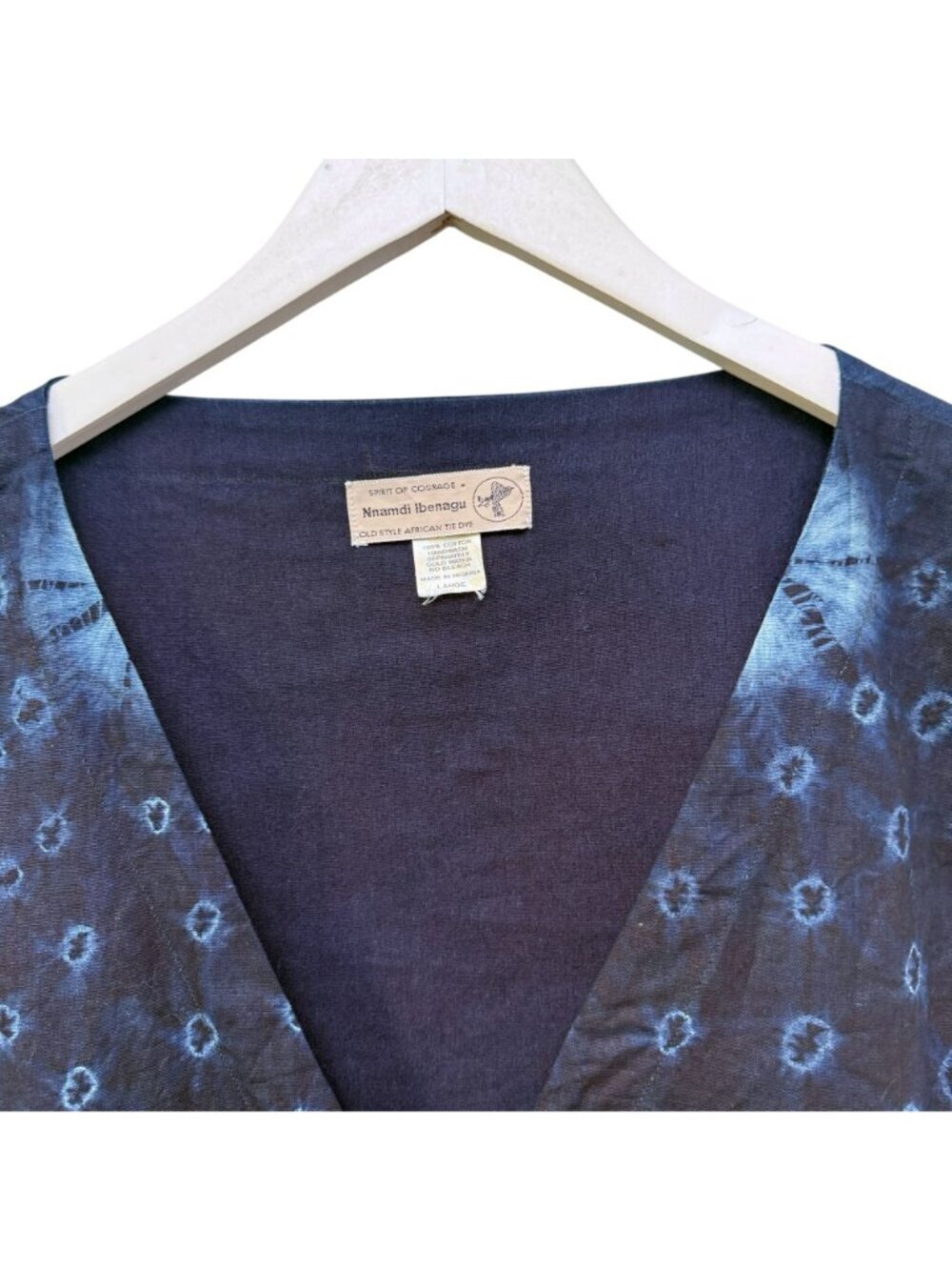 Spirit of Courage Nnamdi Ibenagu Vest Large Oversized Blue Tie Dye Africa Unisex - Picture 3 of 9
